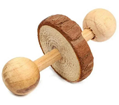 Cute Rabbit Roller Toys Natural Wooden Pine Dumbells Unicycle Bell Chew Toys for Guinea Pigs Rat Small Pet Molars Supplies New