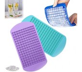 Mini bandejas de silicona para cubitos de hielo (paquete de 2), 160 moldes para hielo triturado para enfriar whisky y cócteles, sin BPA, bandejas pequeñas de fácil liberación, recipientes apilables de almacenamiento de moldes blandos (azul)