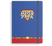 LIBRETA CON GOMA TAMAÑO 13X19CM 80HOJAS GROSOR DE HOJA 90GRMS DE UNA LINEA SUPER PAPÁ REGALO DÍA DEL PADRE 19 MARZO