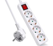 Regleta con Botón de Encendido | 2, 3, 4 y 5 Enchufes | Cable de Seguridad | Protección Contra Sobrecarga