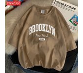 Brooklyn New York 1898 City Letter T-Shirt Mans Shoulder Drop Cartoon Tee Clothing Fashion Senior Tshirt Normcore Art Clothing