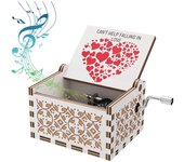 Caja de Musica, Caja de Música de Madera, Caja de Música de Manivela, Nostálgicos Adornos de Regalo Hechos a Mano para Niños/Cumpleaños/Navidad/Día de San Valentín - Love