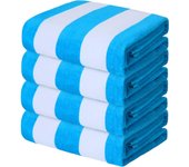 Toallas de Playa extrarandes de Algodón 100% de Exclusivo Mezclas, paquete de 4 (35 "x 70"), toalla de Playa Gruesa con Rayas suaves de Cabana, Toalla de baño para Viajes, piscina superabsorbente y Nación (Azul Marino oscuro)