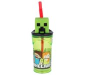 Stor Vaso PVC con Caña Flexible y Figura 3D del Juego Minecraft 360ml 40466