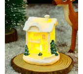 Christmas Decoration Resin Small House Micro Landscape Christmas Creative White Glowing Small House Gift