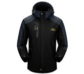 Chaqueta De Camping Y Senderismo Para Hombres TRVLWEGO Impermeable Y Viento Prueba Térmica De Cuero Negro