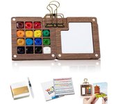 Juego de acuarelas de bolsillo para viajes, 2025 nuevo mini juego de acuarelas con colores, minikit de pintura con pinzas para carpetas, bandeja de pintura para fiestas de pintura, bricolaje y pintura artística (8 cuadrículas)