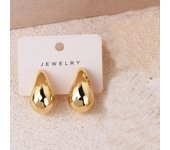 Gold Color Water Drop Earring Stud Simple Design Ins Women Post Earrings 3 Size Available Silver Color Big Surface Girls Jewelry