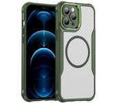 Funda de teléfono magnética de fibra de carbono delgada para iPhone 16, 15 Plus, 14, 13 Pro Max, TPU, PC, funda suave a prueba de golpes