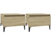 vidaXL Mesas auxiliares 2 uds madera contrachapada 50x46x35 cm Blanco, Negro, Blanco brillante Mesa de sofá Mesa de Entrada para Salón Consola de Entrada Mueble Recibidor Mesita Mesa auxiliar Salon