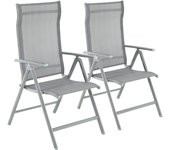 SONGMICS Juego de 2/4 Sillas de Jardín Plegable, Sillas para Exteriores con Estructura de Aluminio Resistente, Respaldo Retráctil en 8 Esquinas, Capacidad de Carga máxima 120 kg, Negro/Gris