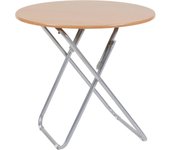 Mesa Redonda Plegable - 70x70x60cm - Mesa Auxiliar Alta - Fabricada en Haya Vaporizada - Ideal para Estudio, Cocina o Terraza.