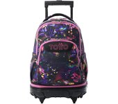 TOTTO - Mochila Escolar con Ruedas Desmontables, Modelo Tiza, 32 x 45.5 x 18 cm, Capacidad 26L, Porta PC 15.4", Bolsillo Botella, Manija Telescópica, Espaldar Ergonómico y Correas en S, Estampado Flower Galaxy