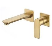 VALAZ Esla Grifo empotrado de lavabo monomando fabricado en latón de color dorado cepillado