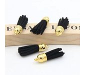 Gold Hat Mini Tassels Korean Velvet Fringed Leather Tassel Pendant DIY Crafts Handmade Jewelry Access keychain Tassel