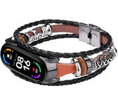 Leather Watch Band For Xiaomi mi Band 6 5 4 3 Bracelets Ethnic Style Retro Strap miband6 Fashion smart watch correa Accessories