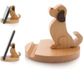 Soporte De Teléfono De Madera Mini Perro En Forma De Teléfono Para Teléfono Celular Universal Compatible Con Mini Pad Phone X XS XR 11 (Color Madera)