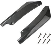 2pcs Universal Car Rear Bumper Lip Diffuser Splitter Spoiler Scratch Protector Black Carbon Fiber Rear Lip Wrap Angle Splitters