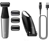 PHILIPS BG5021/15 Afeitadora corporal e íntimo impermeable Bodygroom Series 5000, 3 peines de corte 2-3-5mm, carga rápida/ 1h uso, plata