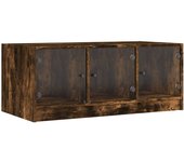 vidaXL Mesa de centro con puertas de vidrio 102x50x42 cm Blanco, Negro, Roble Sonoma Mesita de Salón o Comedor o Auxiliar Mesa de Café Meuble Salón