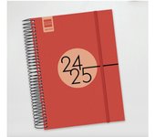 AGENDA ESCOLAR 2024-2025 E10-155X212 1 DÍA PÁGINA ESPIR LABEL ROJO FINOCAM 633123025