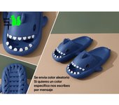 R-ISLAND Chanclas para hombre,Adulto,Tiburon,La suela con EVA de Alta elasticidad,Pantuflas de Tiburón Verano ,Impermeable,Antideslizante,Genial para casa,playa,piscina. TALLA 41-46.COLOR GRIS Y AZUL OSCURO