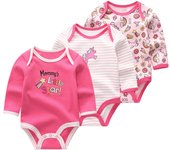 Kiddiezoom 3 Pcs/Lot Spring Autumn Cartoon Long Sleeve Newborn Baby Boy Girl Bodysuits 100%Cotton Soft Infants Clothes