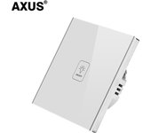 AXUS EU Touch Switch Power Led Panel Wall Lamp Light sensory Switches Tempered Black White Crystal Glass 1/2/3 Gang AC100-240V