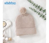 Gorro algodón elástico con pompones Gorro Algodón, gorros transpires, gorros para Bebés, gorro cálido DOT para inerno
