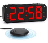 Reloj de Alarma Doble con agitador de Cama, para dormitorios, pantalla grande 6,5 pulgadas