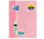 Oxford europeanbook 10 touch cuaderno a4+ cuadriculado 5x5mm 150 hojas + marcador texmarker 490 pastel pelikan + corrector fancy roller pelikan - tapa extradura - 10 bandas de color - colores pastel surtidos (10 uds)