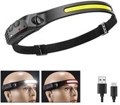COB LED Headlamp Induction Head Lamp Built-in Battery USB Rechargeable Head Flashlight Outdoor Camping Fishing Sensor Headlight