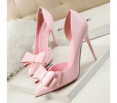 Women 7.5cm 10cm High Heels Stripper Pumps Scarpins Cute Bow Low Heels Shoes Lady Fetish Sweet Wedding Bridal Yelloow Blue Shoes