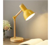 Lámpara de Mesita de Noche, Modern lámpara de escritorio de Madera con Pantalla de metal, lámpara de Mesita de noche ajustable para Oficina, estudio, dormitorio, Niños, interruptor de encendido/apagado, Rosa