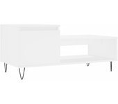 vidaXL Mesa de centro madera contrachapada 100x50x45 cm Blanco, Negro, Blanco brillante Mesita de Salón o Comedor o Auxiliar Mesa de Café Meuble Salón