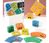 Cube Face Changing Wood Puzzle Building Blocks Board Game Montessori Expression Wooden Blocks Blocos For Children Kids Toys Gift