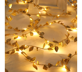 20/100LEDs Golden Silver Tiny Leaves Fairy Light Battery Powerd Artificial Plant Garland Vine Lights For Wedding Home Party