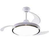 WellHome Ventilador de Techo con Luz LED Ø53x30cm - Aspas retráctiles, Silencioso, 6 Velocidades, Mando a distancia y luz regulable 3 Tonos