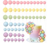 56 PCS Colorful Ball Shaped Cake Topper Pearl Balls Cupcake Cake Insert Topper for Birthday Party Wedding Decoration Supplies