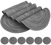 Round Braided Set of 6 Washable Round Placemats for Christmas Kitchen Wedding Dining Table 34cm Woven Heat Resistant Place Mats