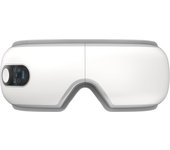 Masajeador de ojos con función de amasado con airbag, compresas calientes a temperatura constante, vibración multifrecuencia y música por Bluetooth (blanco perla, grande)