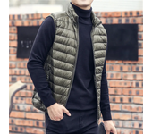 Autumn and Winter Men's Portable Duck Down Tank Top Ultra Light Loose Men's Standing Neck Windproof Padded Tank Top Vest