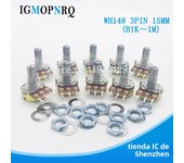 10PCS WH148 Potentiometer Kit Single Joint B1K 2K 5K 10K 20K 50K 100K 250K 500K 1M ohm 3Pin 15mm Shaft With Nut And Washe