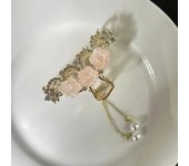 1pc zinc alloy rhinestone flower grab clip, high-end elegant rose hair ornament, exquisite and high-value half clip, exquisite h
