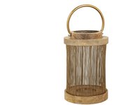 FAROL MADERA/METAL DORADO HM311018 FIJALO DECORACION