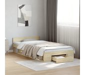 Cama con cajón madera de ingeniería roble Sonoma 90x190 cm