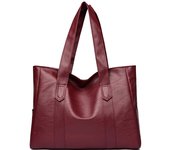 Bolso Grande de cuero para Mujer, cartera Clásica de un solo hombro, Color sólido, Simple, informal, Gran capacidad