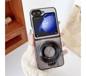 360 Rotata Magsafe Bracket Case for Samsung Galaxy Z Flip 6 5 Flip6 Luxury Plating Glitter Slim PC Cover for Samsung Z Flip 3 4
