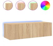 vidaXL Mueble de TV de pared con luces LED 100x35x31 cm, Mueble de Salon, Mueble TV, Mueble TV salon, Mesa de TV, Mueble tele