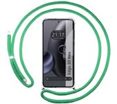 Tumundosmartphone Funda Colgante Transparente para Motorola Edge 30 Neo 5G con Cordon Verde Agua - Protección Antigolpes